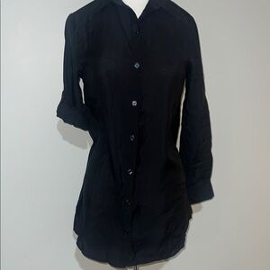 Black Button-Up Swim Cover-Up